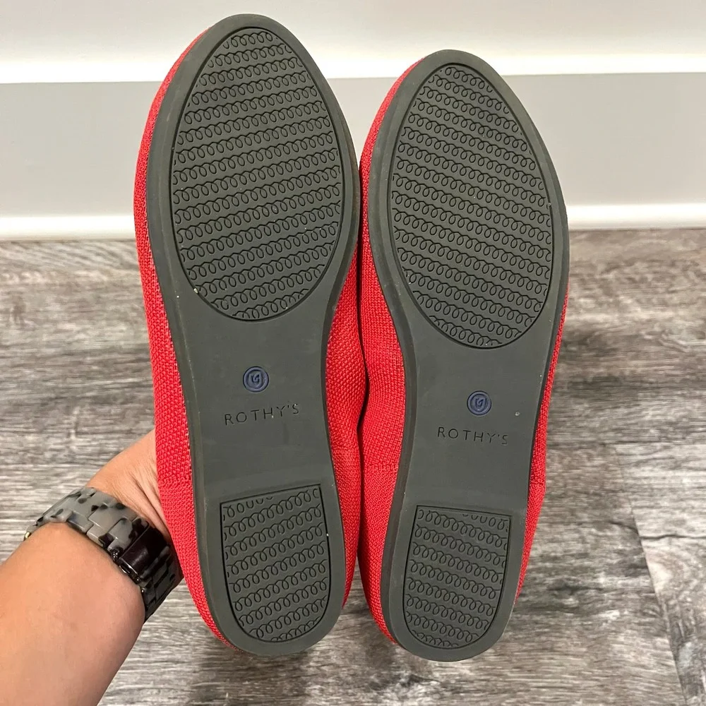 Rothy's Flats Women's 9 The Flat Bright Red Knit Slip On